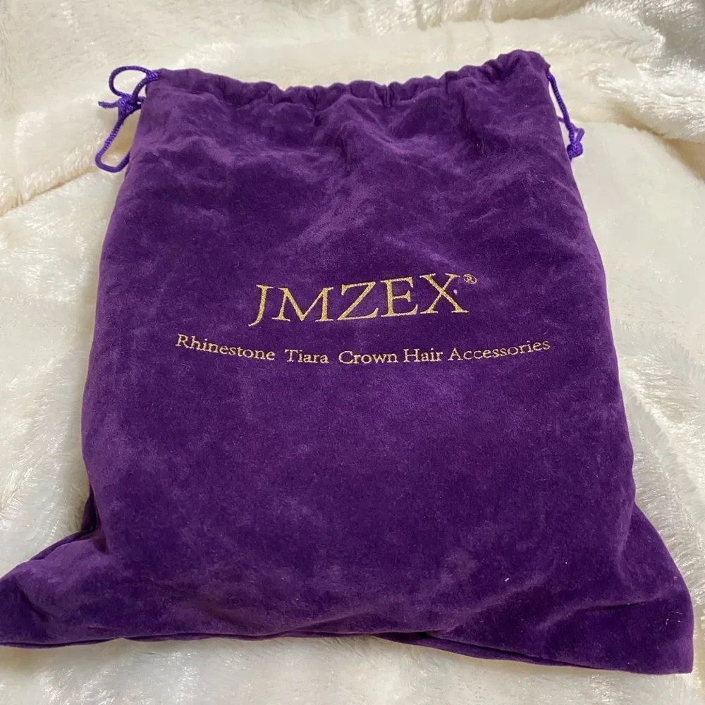 Gold tone crown with rhinestones, matching hair clips, and storage bag NWT
